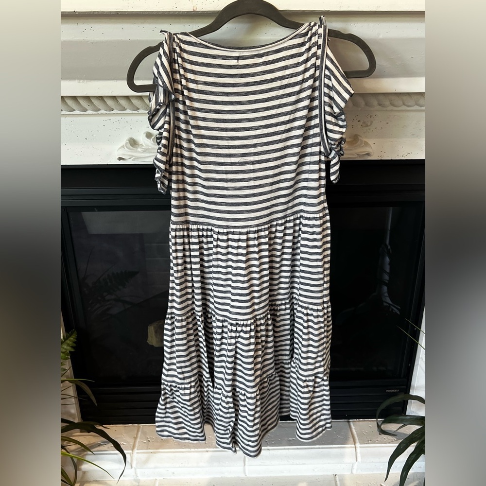Max Studio Striped Ruffle Midi Dress - Picture 3 of 3